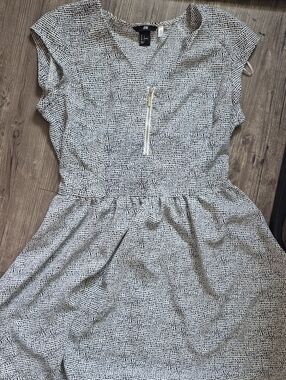 H&M Monochrome Cap-sleeve Zip Front Dress